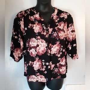 Angels Forever Young black floral blouse